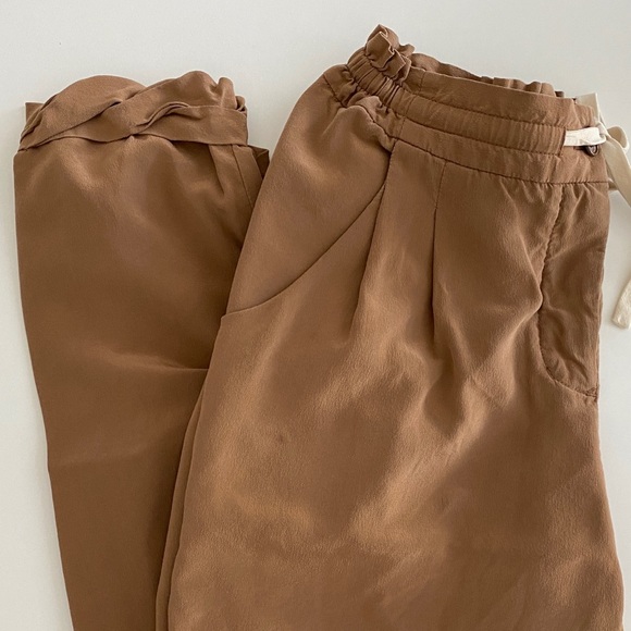 Aritzia wilfred tan marais silk pant sz 0 preowned - Picture 1 of 13